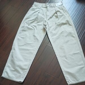 Uniqlo Tan Wide Leg Pants High-Waisted Relaxed Fit